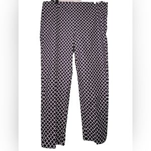 Brooks Brothers Pants Womens Size 16 Natalie Fit Side Zip Navy White Quatrefoil